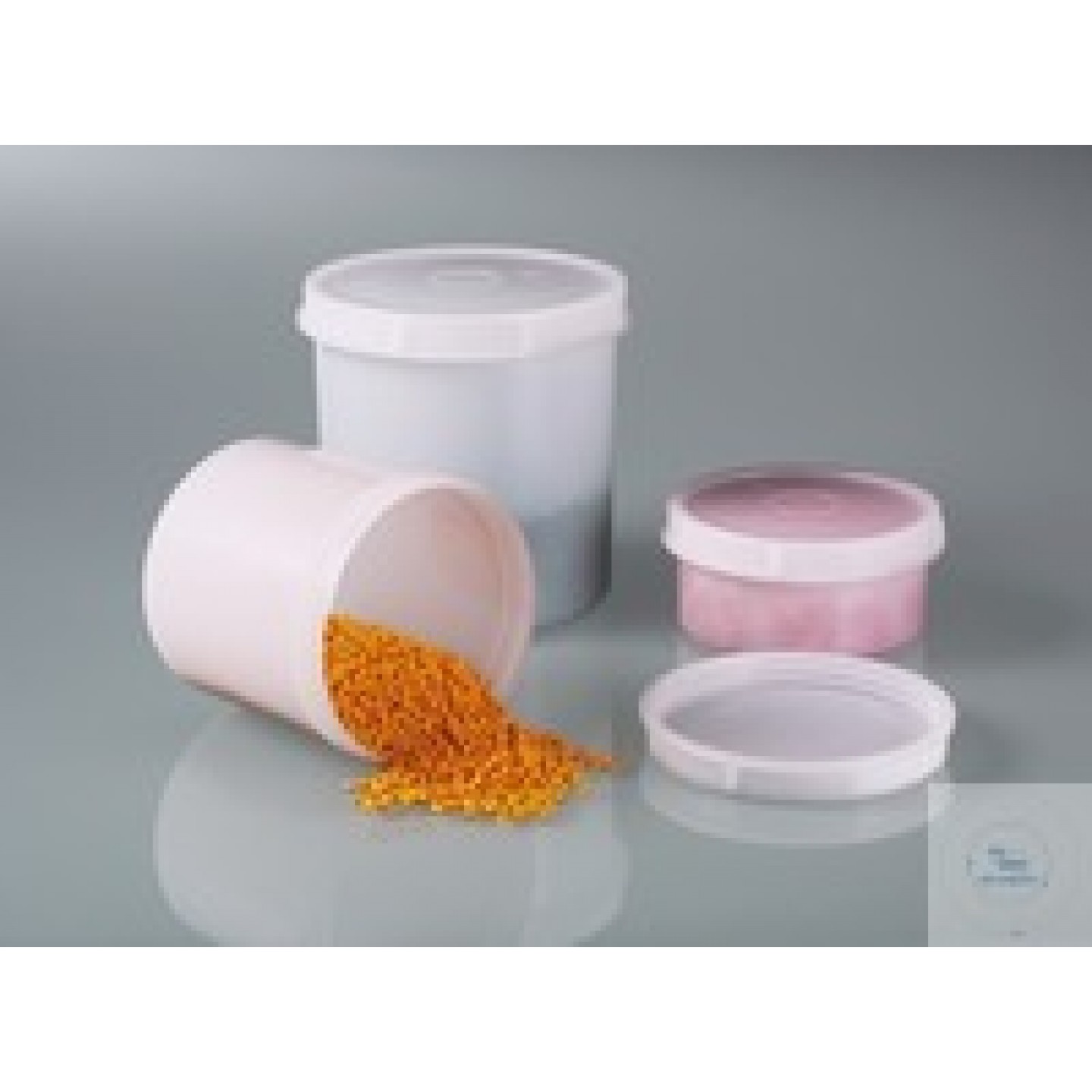 Vidalı kova 250 ml, PP şeffaf, 126 x 126 mm w. vidalı kapaklı PE Kaplar...