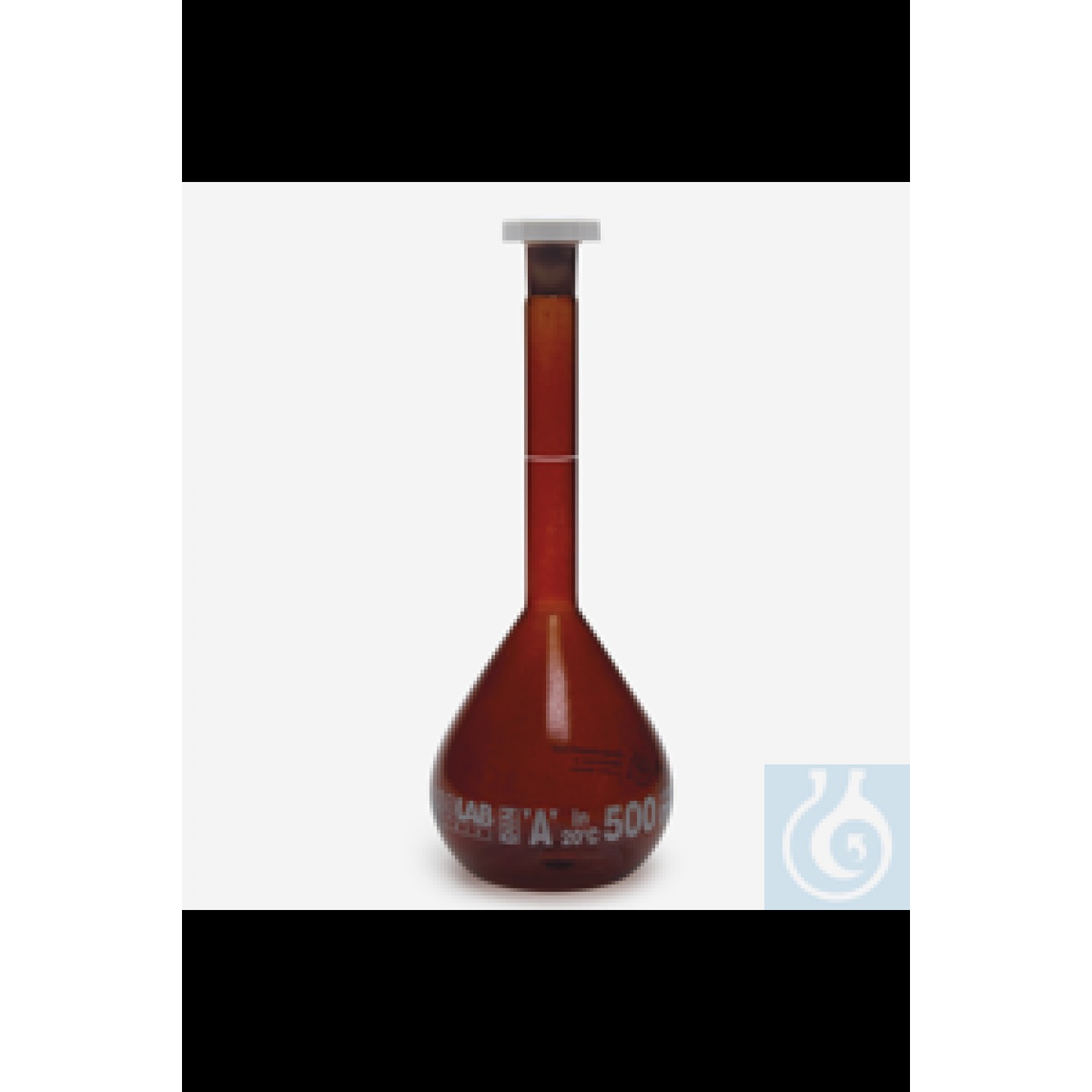 100 ml ölçülü balon, amber cam, cl.A, NS 12/21, PE tıpa beyaz skala,...