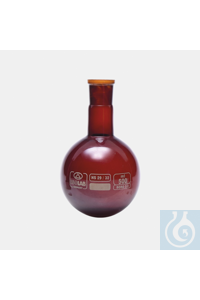 Yuvarlak tabanlı şişe 250 ml, amber NS 29/32, Boro 3.3, DIN 12394 Yuvarlak tabanlı...