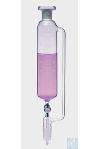 Damlama hunisi 250 ml, silindirik PTFE musluk, NS 29/32, w. tahliye borusu,...