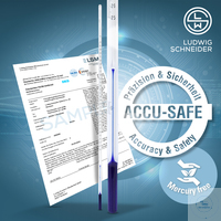 ASTM-benzeri termometreler ACCU-SAFE +120+150°C 0,1°C'de, mavi, work-ca ile