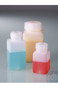 Geniş boyunlu kare şişe 1000 ml HDPE, kapaklı