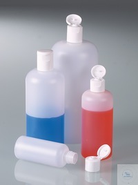 Yuvarlak şişe 250 ml, menteşeli kapaklı HDPE Yuvarlak şişeler, HDPE, çıt çıtlı...