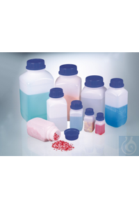 Geniş boyunlu şişe 50ml, HDPE, şeffaf, kapaklı, UN onaylı w. PP...