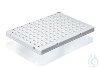 PCR plakaları 96 kuyulu yarım çerçeve, Düşük Profil, beyaz, mavi kodlama, 50'lik paket...