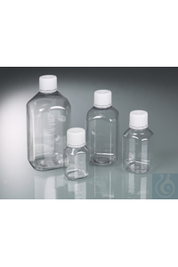 Laboratuvar şişesi 500 ml, PET, steril şeffaf, kalıplı mezuniyet...