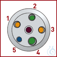 Reaktör Kapağı DN 100, PTFE, yükseklik 31mm, 5 bağlantı, NPT 3/4"; bağlantı...